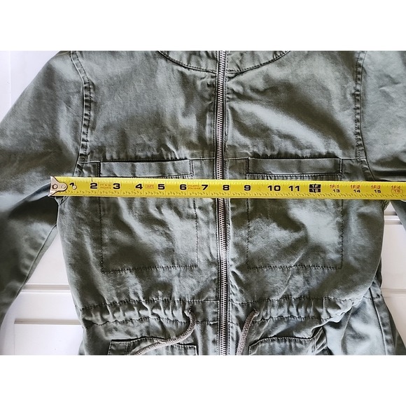Old Navy Hip-Length Army Olive Green‎ Cotton Twill Jacket Drawstring Waist XS - Picture 6 of 12